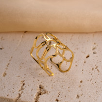 Anillos abiertos chapados en oro geométricos de acero inoxidable estilo moderno informal estilo clásico