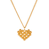 Collar con colgante chapado en oro de 18 quilates de acero inoxidable con forma de corazón de estilo Simple estilo IG