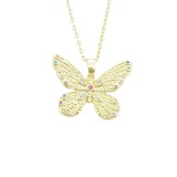 Collar pendiente elegante de las piedras preciosas artificiales del cobre de señora Butterfly en bulto