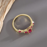 Elegantes anillos de circón con incrustaciones de cobre ovalado retro
