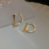1 par de pendientes de diamantes de imitación artificiales de cobre con incrustaciones de flores en forma de corazón geométrico de estilo Simple elegante e informal