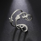 Venta directa de fábrica Simple exquisita moda romántica joyería de mujer amor estrella Luna anillo abierto de acero inoxidable