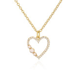 Collar Con Colgante De Circón Chapado En Cobre En Forma De Corazón De Moda