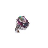 Anillos de circón con incrustaciones de cobre ovalados de estilo simple retro