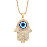 Collar De Diamantes Con Ojos Azules De Pavo De Aleación De Moda