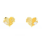 1 par de pendientes chapados en oro de 18 quilates con incrustaciones de circonita de cobre y forma de corazón Irregular brillante de estilo Simple
