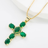 Collar Con Colgante De Circón Con Incrustaciones De Cobre Cruzado De Moda 1 Pieza