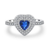 Anillos de gemas con incrustaciones de cobre en forma de corazón de estilo simple