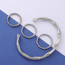 Pulseras de anillos de pulido de acero de titanio de Color sólido de bambú de estilo Vintage informal