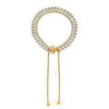 Marka Estilo francés Estrellado Completo Diamante de imitación Diseño de circón Acero de titanio Collar de oro real de 18 quilates Conjunto de adornos de pulsera con hebilla