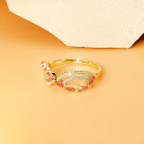 Anillos de circonio con incrustaciones de cobre con alas de estilo moderno y elegante