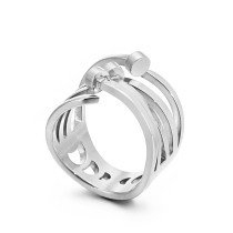 Anillo hueco de junta de acero inoxidable de nuevo estilo, anillo Simple coreano de dedo índice Simple a la moda