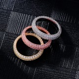 Hip-Hop Estilo simple Chapado en cobre redondo Incrustación de circón Chapado en oro de 18 quilates Chapado en oro rosa Anillos chapados en oro blanco