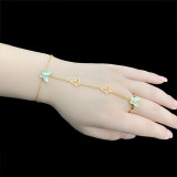 Pulseras De Concha Chapadas En Acero De Titanio Y Mariposa De Moda 1 Pieza