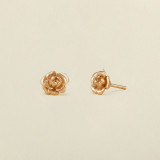 1 par de aretes chapados en oro de 14K con revestimiento de cobre y flores de estilo Simple Retro Glam