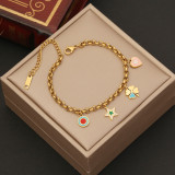 Moda Hoja Forma de Corazón Flor Acero Inoxidable Esmalte Pulseras 1 Pieza