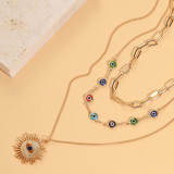 Collares en capas de cobre con ojo del diablo a la moda, collares de cobre chapados