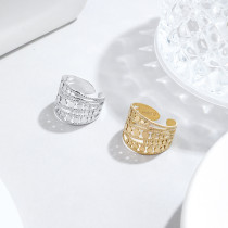 Nuevo anillo hueco de acero inoxidable con apertura Retro, anillo de moda de acero de titanio ajustable