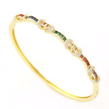 Brazalete de circón con incrustaciones de cobre irregular para mujer