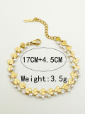 Pulseras chapadas en oro con cuentas de perlas artificiales de acero inoxidable con hoja de Ginkgo elegante