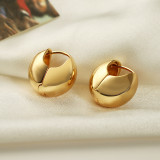 1 par de aretes de aro chapados en oro de 18 quilates de cobre chapado en color sólido de estilo simple