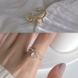 1 pieza moda flor mariposa lazo nudo cobre incrustación perlas artificiales anillos de circón