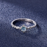 Exquisito anillo de Topacio azul con circonita a la moda europea y americana de topacio pequeño, joyería