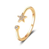 Nuevo anillo Simple anillo de estrella de cinco puntas personalidad salvaje conjunto de diamantes estrella apertura anillo de estudiante joyería al por mayor