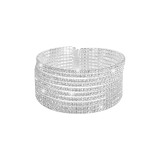 Brazalete de diamantes de imitación con incrustaciones de acero de titanio y diamantes de imitación redondos brillantes informales