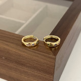 1 par de pendientes de circón de cobre con incrustaciones redondas de estilo simple e informal