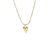 Collar de oro de acero inoxidable con colgante en forma de corazón de melocotón retro simple