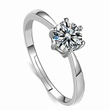 Anillos de diamantes artificiales con incrustaciones de cobre redondos de moda 1 pieza
