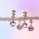 1 par de pendientes colgantes de cristal artificial de cobre con incrustaciones de flores dulces