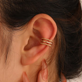 Clip de oreja en forma de C de circón con incrustaciones de cobre en espiral multicapa con giro hueco retro
