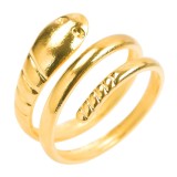 Venta al por mayor anillos chapados en oro de acero titanio serpiente estilo Simple de 1 pieza