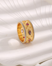 Anillos chapados en oro de 18 quilates con incrustaciones de cobre y ojo de estilo francés lujoso de estilo vintage