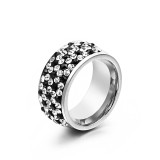 Anillo de diamantes con tachuelas europeo y americano, anillo de tendencia exagerada con personalidad de moda