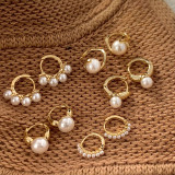 1 par de pendientes de cobre con perlas de imitación chapados geométricos Retro para mujer