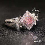 Nuevos accesorios creativos anillo de cobre de circonita de diamante rosa con cuerda cruzada