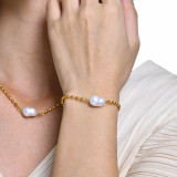 Collar de pulseras chapado en oro de acero inoxidable redondo de estilo simple