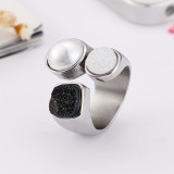 Joyería Nueva pulsera de acero de titanio Moda europea y americana Anillo de perlas simple creativo