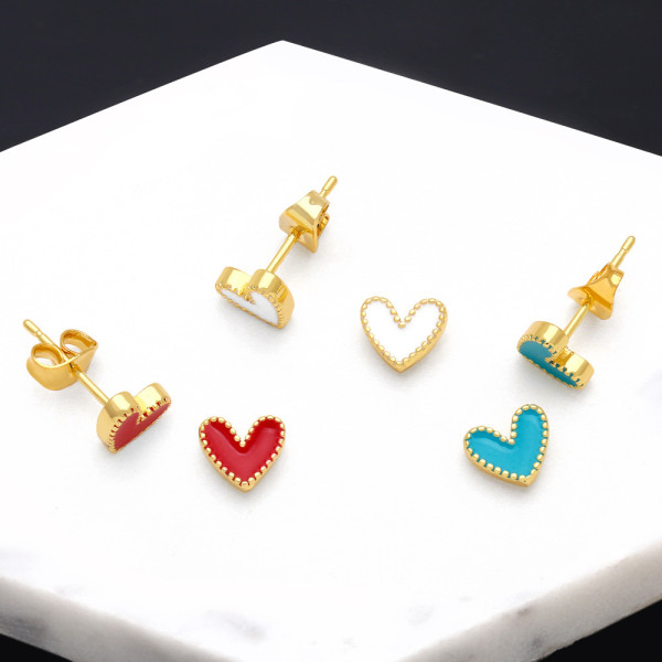 Pendientes chapados en cobre con forma de corazón a la moda, 1 par