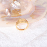 Anillo de dedo chapado en oro de 18 quilates con diseño de circonita con incrustaciones de joyería europea y americana
