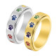 Lindos anillos de pulido de acero inoxidable con estampado de patas