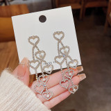 Pendientes colgantes de piedras preciosas artificiales con incrustaciones de perlas de cobre en forma de corazón a la moda, 1 par