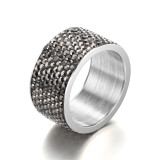 Venta al por mayor joyería de acero titanio del anillo del diamante lleno geométrico del nuevo estilo