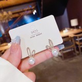 1 par de pendientes de diamantes de imitación de perlas artificiales con incrustaciones de cobre con forma de corazón y estrella dulce
