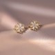 Pendientes De Zircón Con Incrustaciones De Cobre De Copo De Nieve De Moda, 1 Par