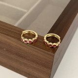 1 par de pendientes de circón de cobre con incrustaciones redondas de estilo simple e informal