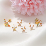 Pendientes de latón con forma de mariposa a la moda, pendientes de cobre con gemas de mariposa